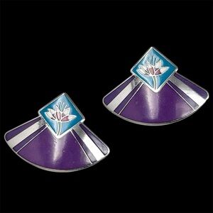 Laurel Burch Water Lilly Vintage Enamel Stud Earrings